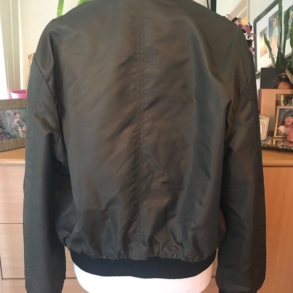 Zara Olive Army Green Bomber Flight Jacket - Picture 2 of 5
